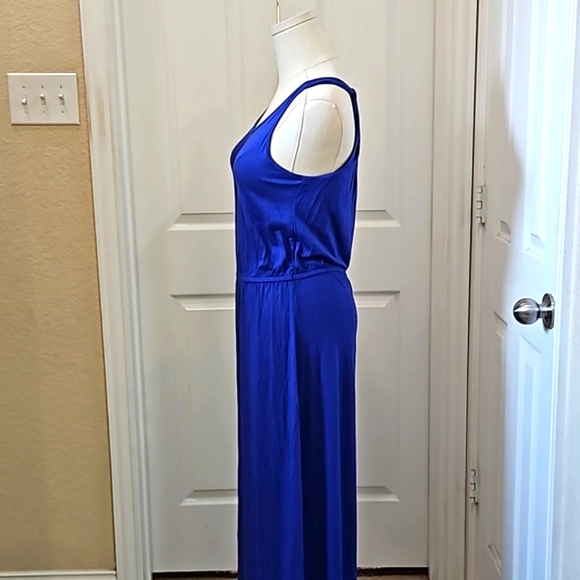 Gap Designed and Crafted Label Blue Maxi Adjustable Racerback Ruched Dress - Picture 3 of 6